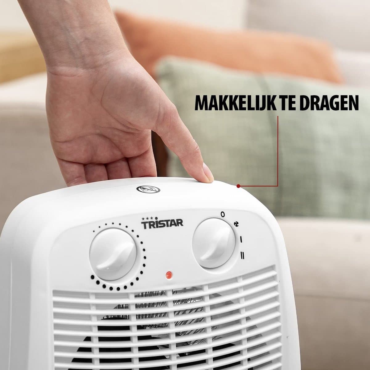Elektrische kachel Tristar KA-5059 - Ventilatorkachel - 2 warmtestanden en ventilator - Campingkachel - Wit - Oscillerend - Overhittingsbeveiliging - Badkamerverwarming productafbeelding