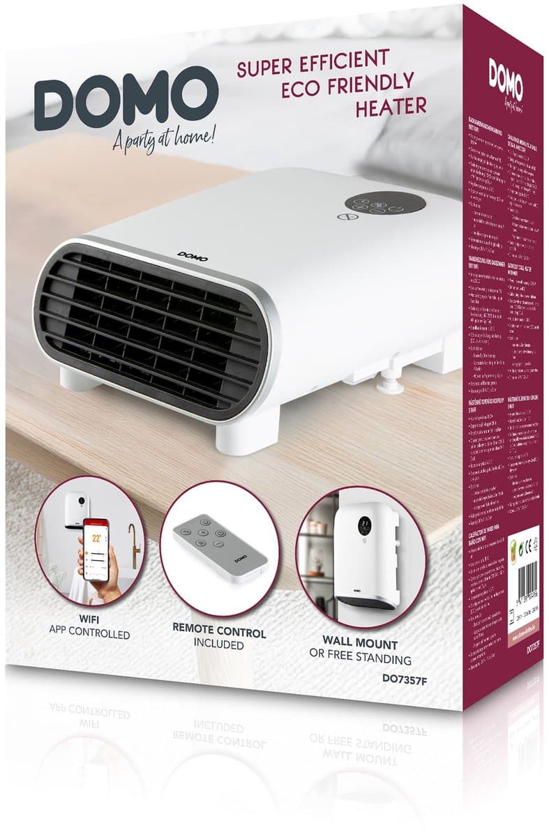 DOMO DO7357F Badkamer Verwarming - Elektrische Kachel - Wifi bediening via App - IP24 - 2000W - Wit productafbeelding 5