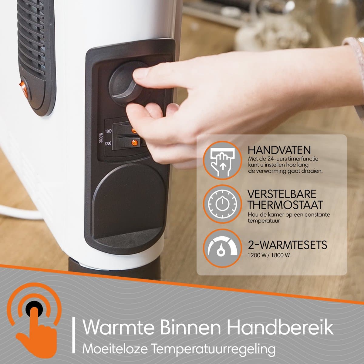 MaxxHome Convectorkachel met turboventilator, elektrische verwarming, elektrische kachel, radiator met drie warmtestanden voor ruimtes tot 75 m³, voor binnen, thermostaat 3000 Watt productafbeelding 2