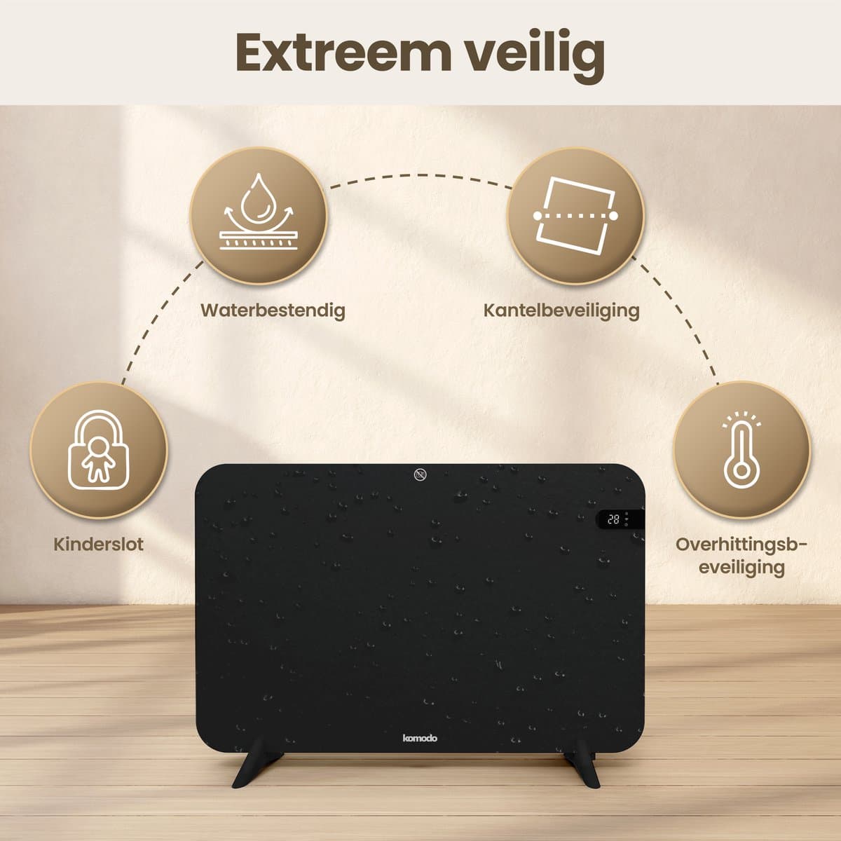 Komodo Infrarood Verwarmingspaneel - 450W - 72,5 x 45 cm - Verplaatsbaar & Hangend - Thermostaat - LED Display & WiFi App - Infrarood Verwarming, Elektrische Kachel, Paneel - Voor 15m2 productafbeelding