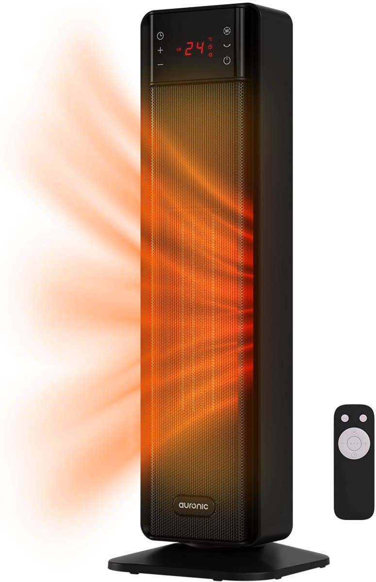 Auronic Elektrische Kachel - 2000W Heater - Keramische Kachel - Tot 30m2 - Roterend - Toren Kachel - Met Afstandsbediening - Zwart productafbeelding