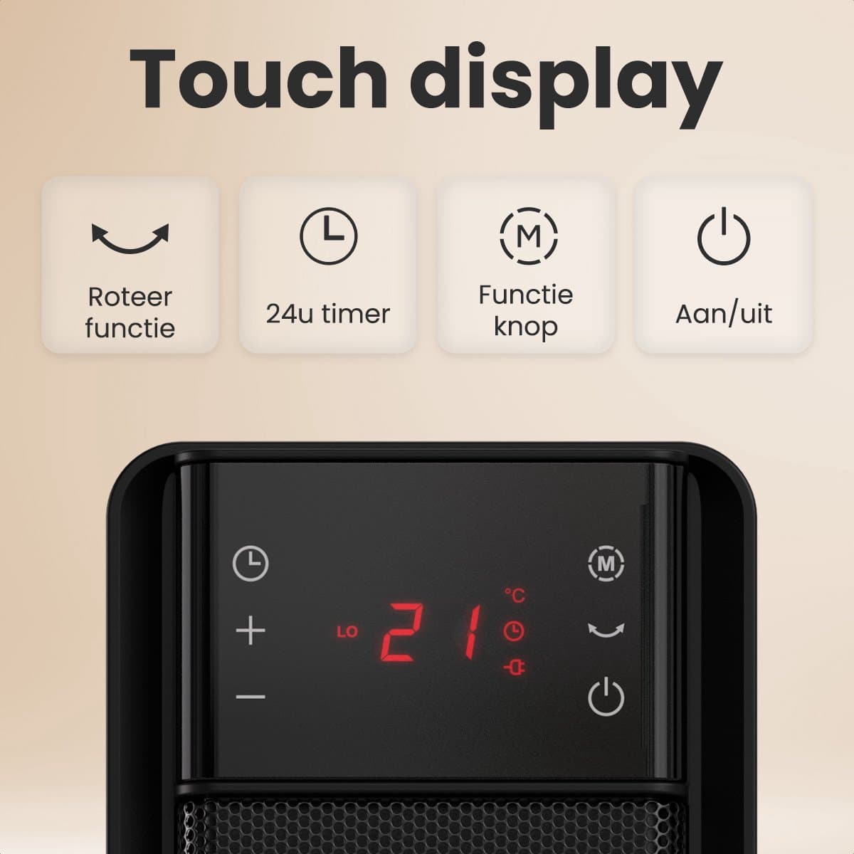 Auronic Elektrische Kachel - 2000W Heater - Keramische Kachel - Tot 30m2 - Roterend - Toren Kachel - Met Afstandsbediening - Zwart productafbeelding