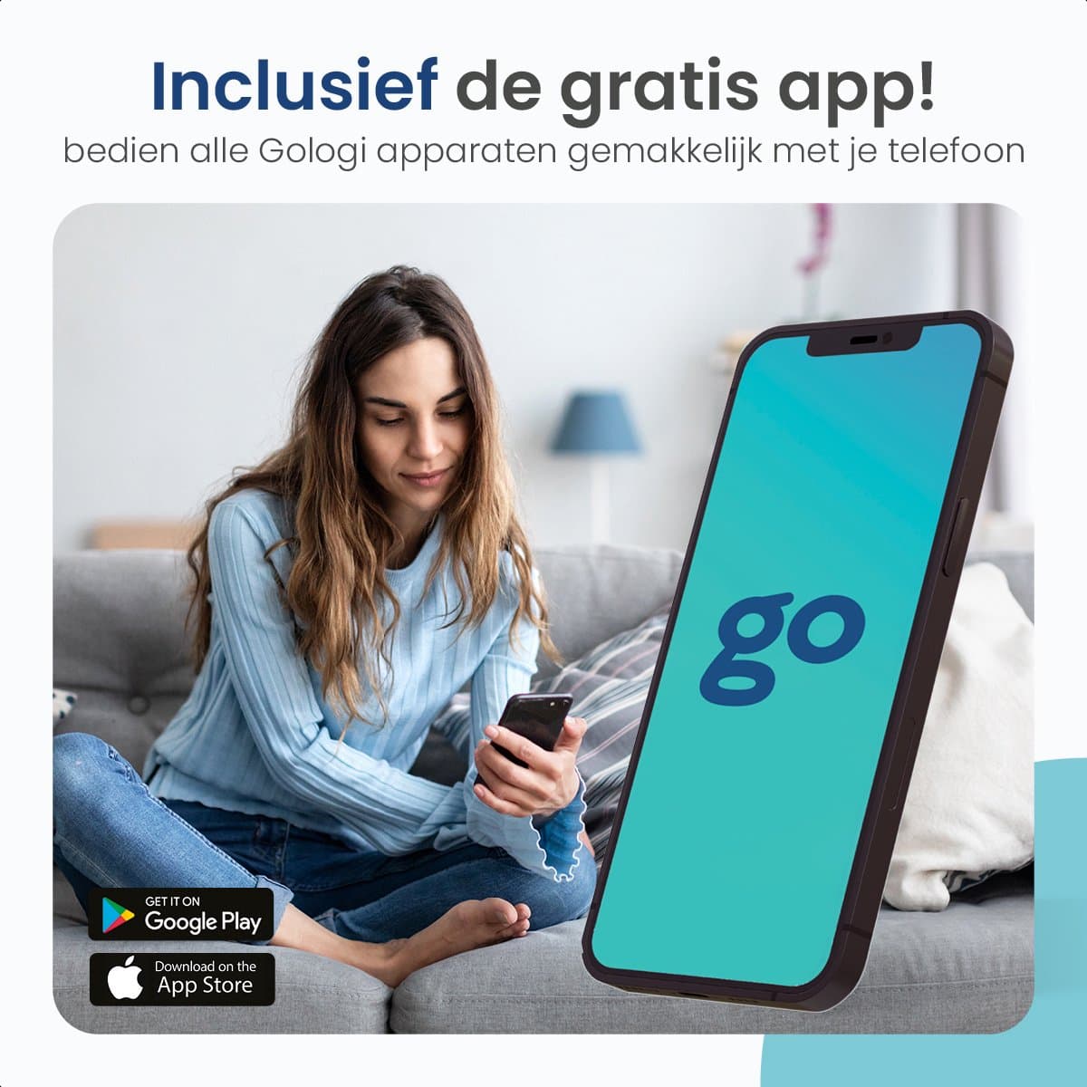 Gologi Elektrische Kachel - Verwarming elektrisch - Convectorkachel met thermostaat - Werkt via App en touch bediening - Tot 25m2 - 2000 watt - Zwart productafbeelding