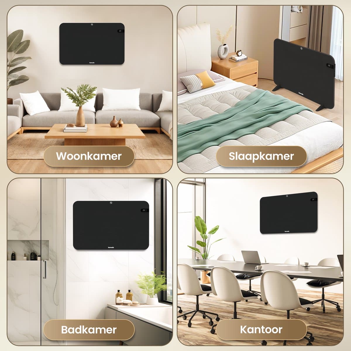 Komodo Infrarood Verwarmingspaneel - 450W - 72,5 x 45 cm - Verplaatsbaar & Hangend - Thermostaat - LED Display & WiFi App - Infrarood Verwarming, Elektrische Kachel, Paneel - Voor 15m2 productafbeelding