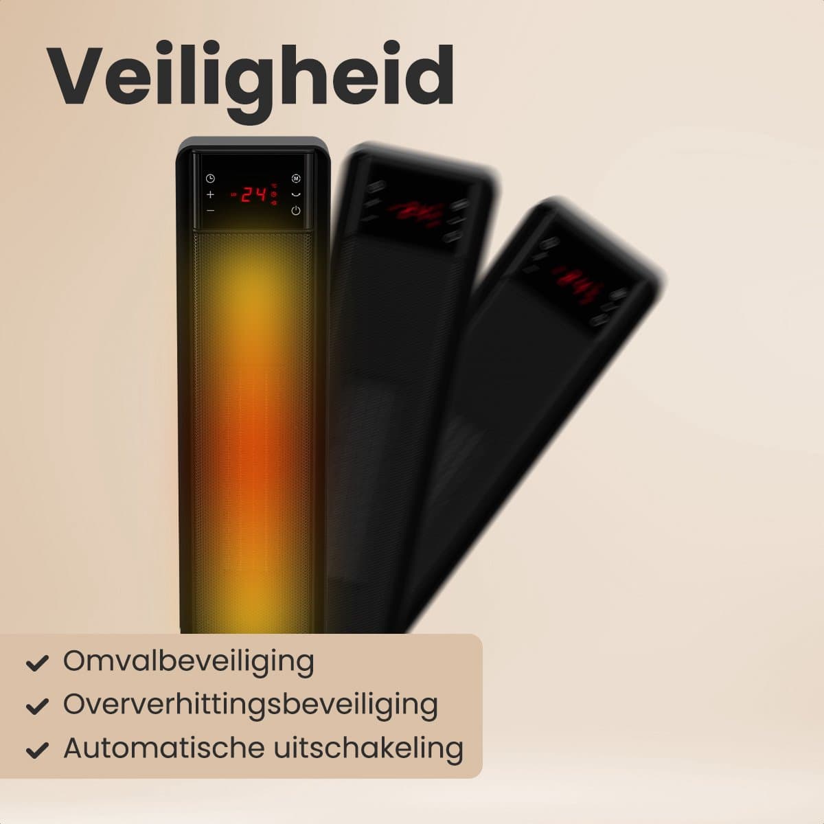 Auronic Elektrische Kachel - 2000W Heater - Keramische Kachel - Tot 30m2 - Roterend - Toren Kachel - Met Afstandsbediening - Zwart productafbeelding