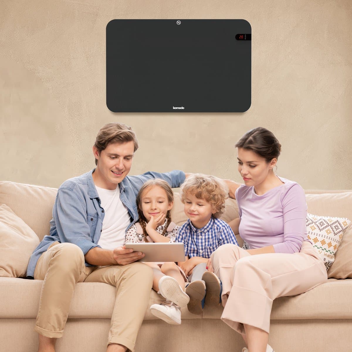 Komodo Infrarood Verwarmingspaneel - 450W - 72,5 x 45 cm - Verplaatsbaar & Hangend - Thermostaat - LED Display & WiFi App - Infrarood Verwarming, Elektrische Kachel, Paneel - Voor 15m2 productafbeelding